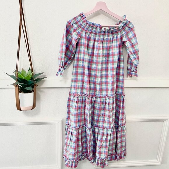 KATE SPADE NEW YORK Madras Off Shoulder Cotton Midi Dress Size XS - Picture 4 of 7